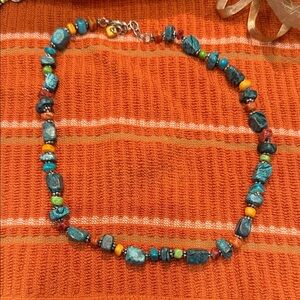 Turquoise and Amber Beaded Necklace
